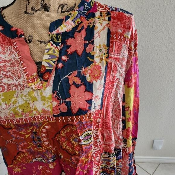 Jones new York floral Patchwork boho‎ paisley blouse plus size 2X new!!! - Picture 2 of 7